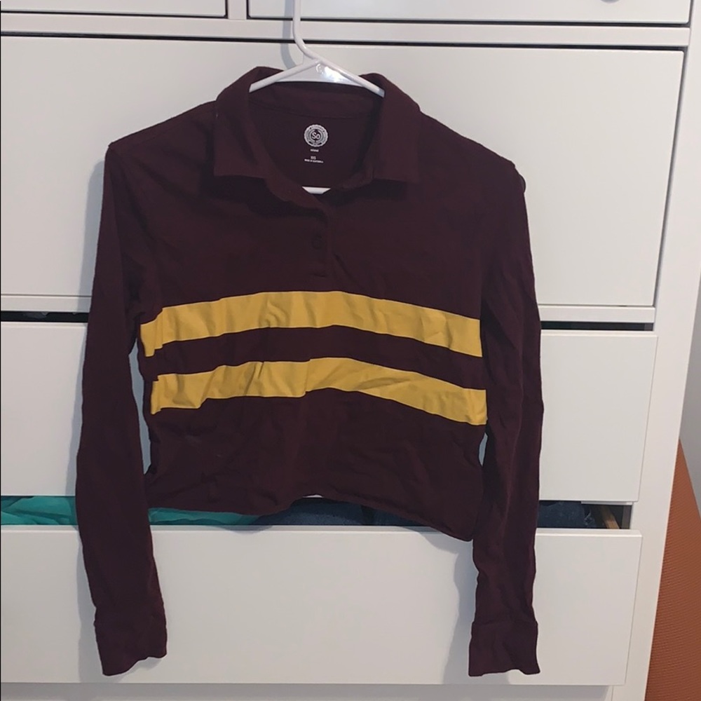 SO Cropped Collared Striped Shirt